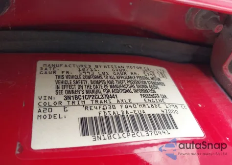 2012 Nissan Versa 1.8 S from USA, damaged, VIN 3N1BC1CP2CL370441